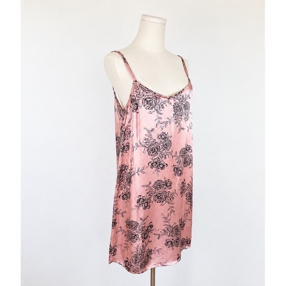ASOS Babydoll Satin Floral Romantic Slip Dress Womens L Pink